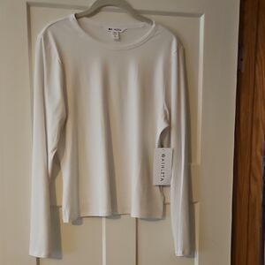 Athleta Signature Rib Crew Top XL White